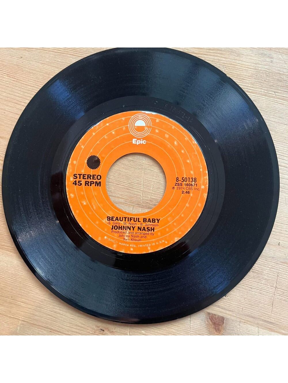 Johnny Nash - Beautiful Baby/Tears on my Pillow(I can't Take It) 45rpm VG+ R12